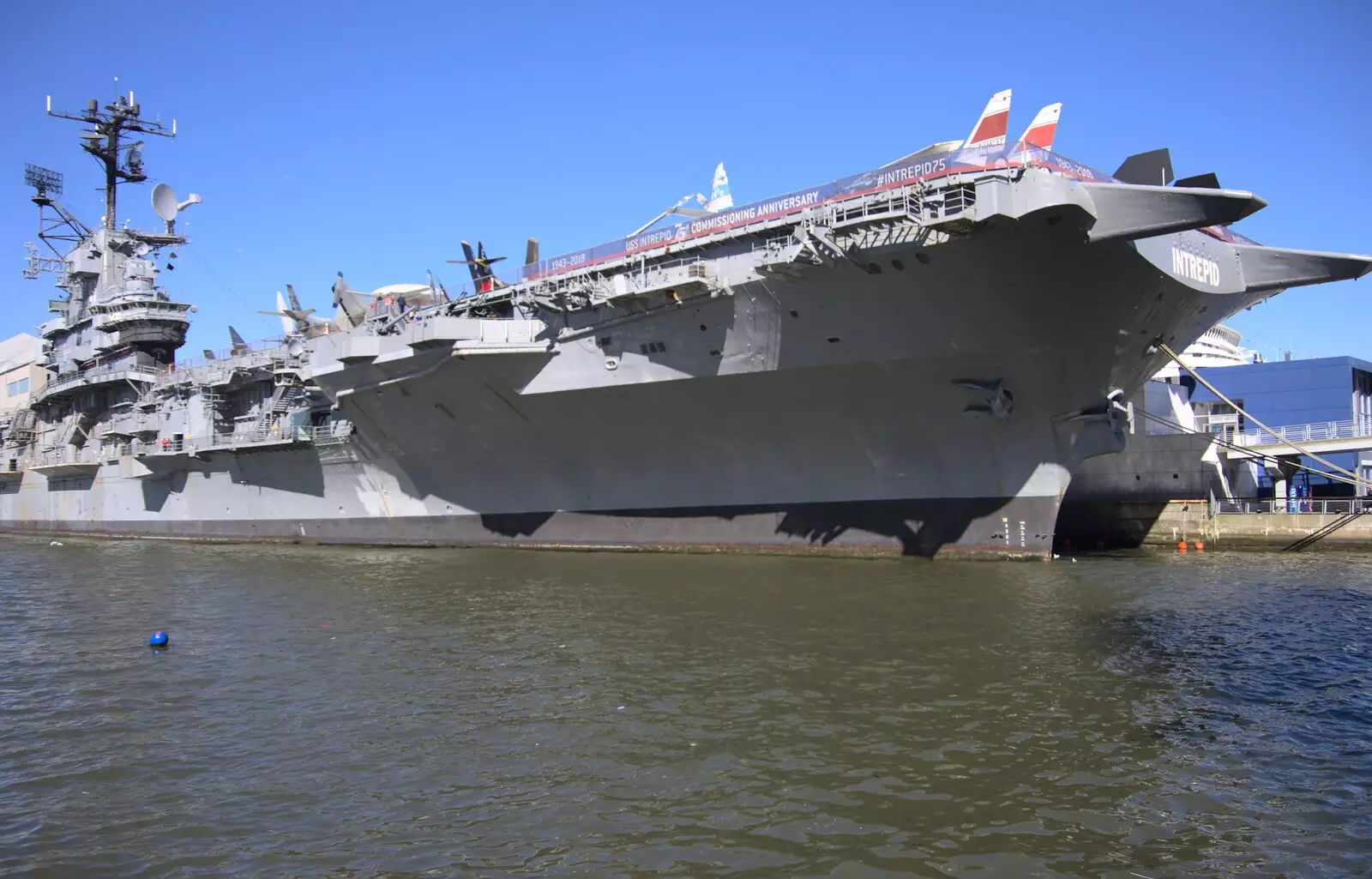 The Intrepid on the Hudson, from Times Square, USS Intrepid and the High Line, Manhattan, New York - 25th October 2018