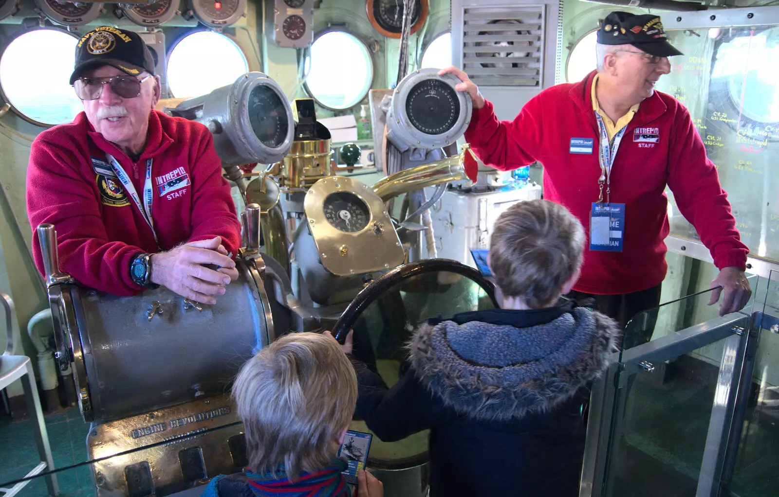 Fred takes the wheel of the Intrepid, from Times Square, USS Intrepid and the High Line, Manhattan, New York - 25th October 2018