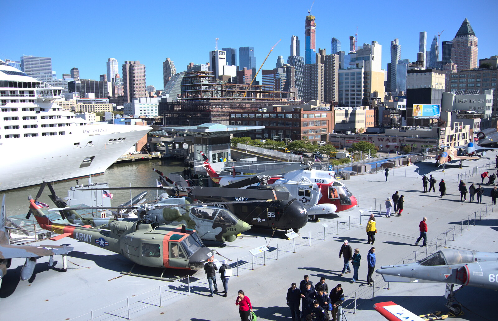 A collection of aircraft on the deck from Times Square, USS Intrepid and the High Line, Manhattan, New York - 25th October 2018