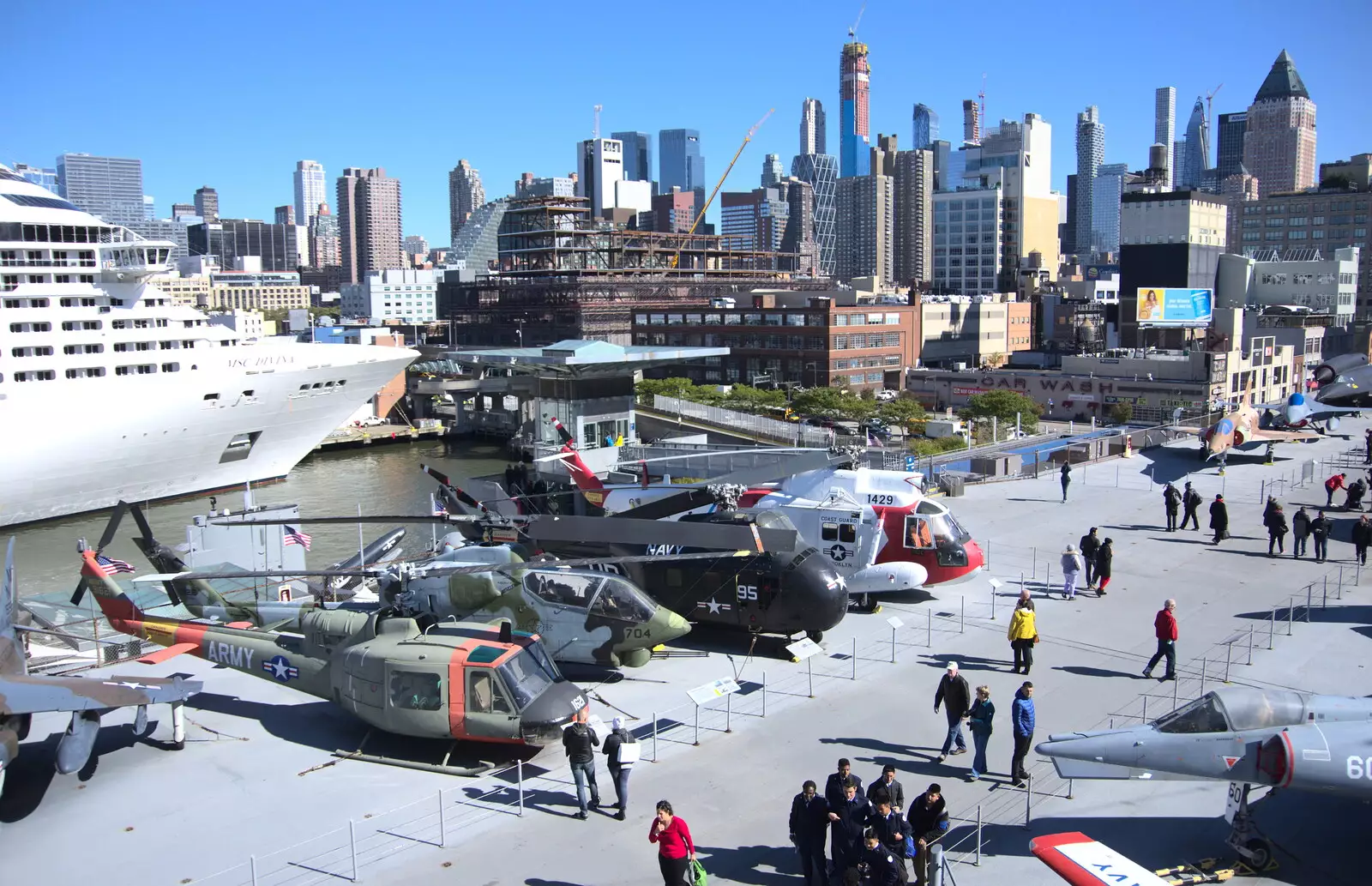 A collection of aircraft on the deck, from Times Square, USS Intrepid and the High Line, Manhattan, New York - 25th October 2018