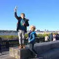 Fred does his 'Statue of Liberty' thing again, Times Square, USS Intrepid and the High Line, Manhattan, New York - 25th October 2018