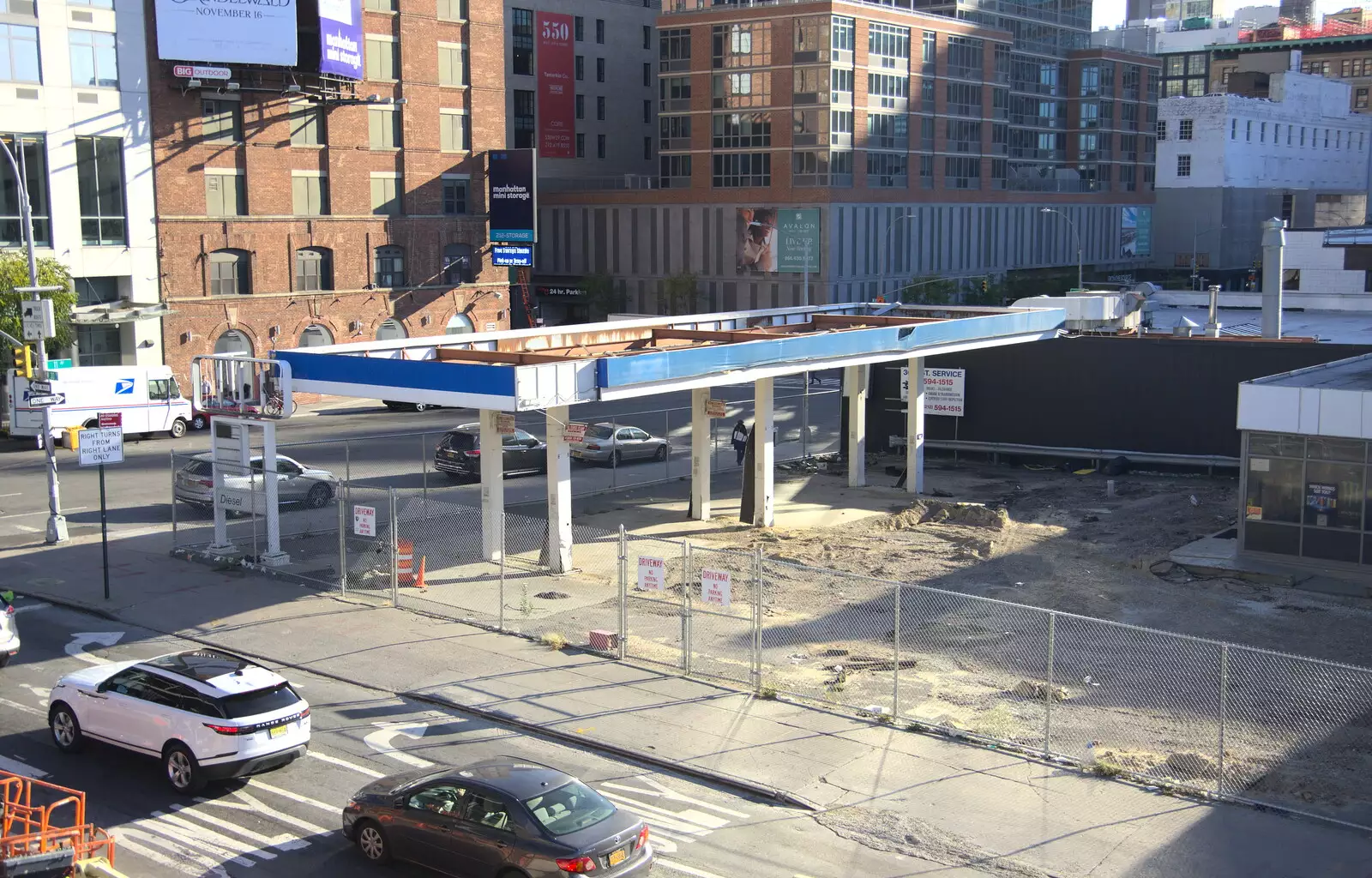 A derelict petrol station on 30th Street, from Times Square, USS Intrepid and the High Line, Manhattan, New York - 25th October 2018