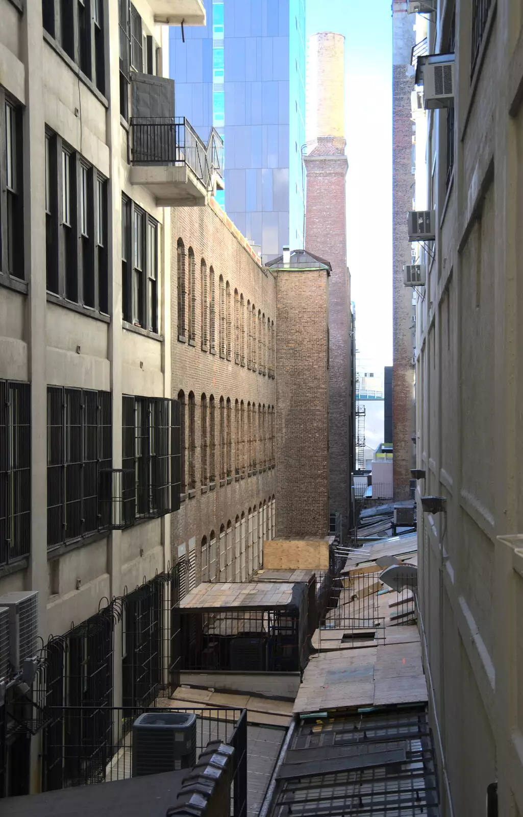 In between factory buildings, from Times Square, USS Intrepid and the High Line, Manhattan, New York - 25th October 2018