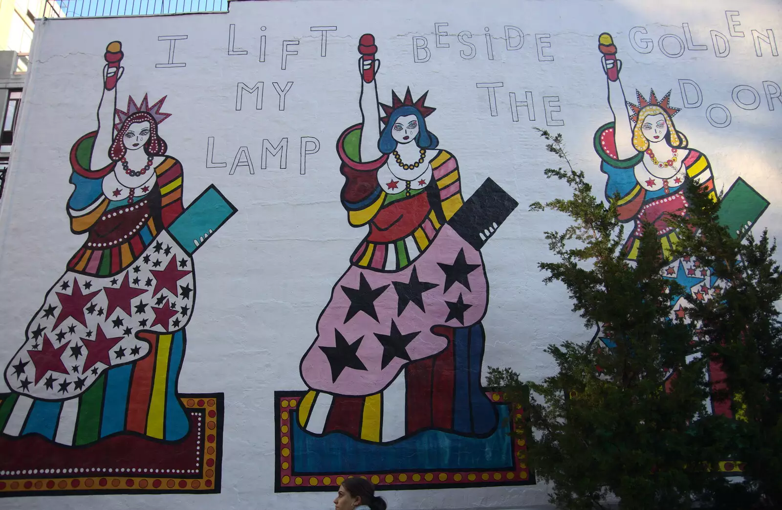 Street art featuring some sad Lady Liberties, from Times Square, USS Intrepid and the High Line, Manhattan, New York - 25th October 2018