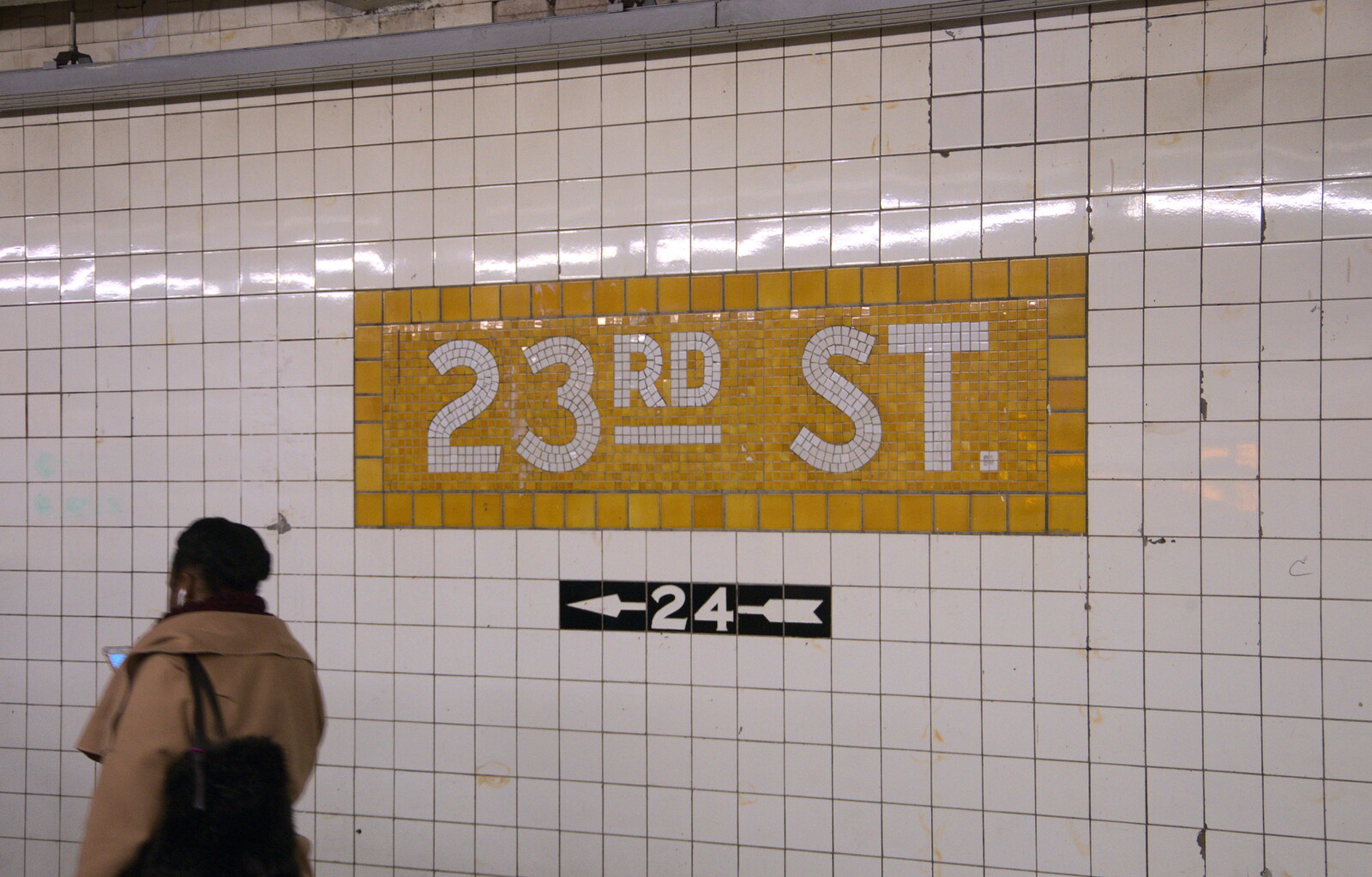 Nice tiled sign at 23rd Street Subway station from Times Square, USS Intrepid and the High Line, Manhattan, New York - 25th October 2018