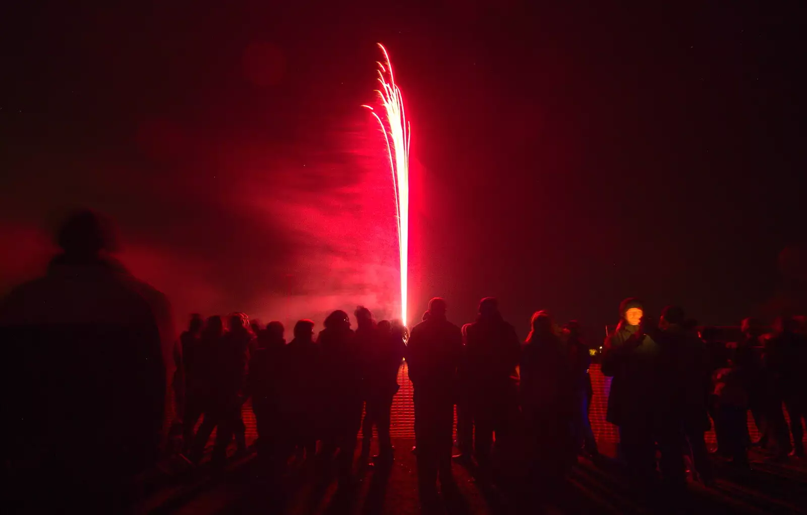 A roman candle in red, from Apples and Fireworks, Carleton Rode and Palgrave, Suffolk - 4th November 2018