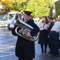 A Sally Army dude hauls his tuba up Lambseth Street, The Remembrance Sunday Parade, Eye, Suffolk - 11th November 2018