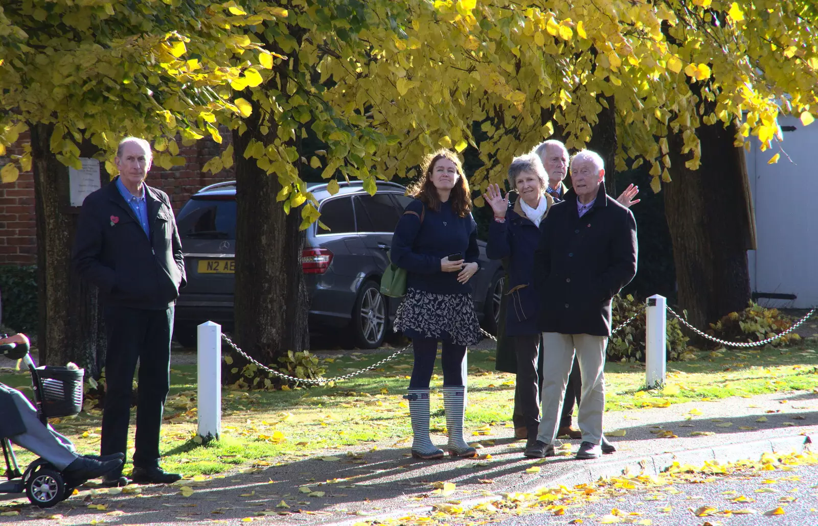 Jill waves, from The Remembrance Sunday Parade, Eye, Suffolk - 11th November 2018