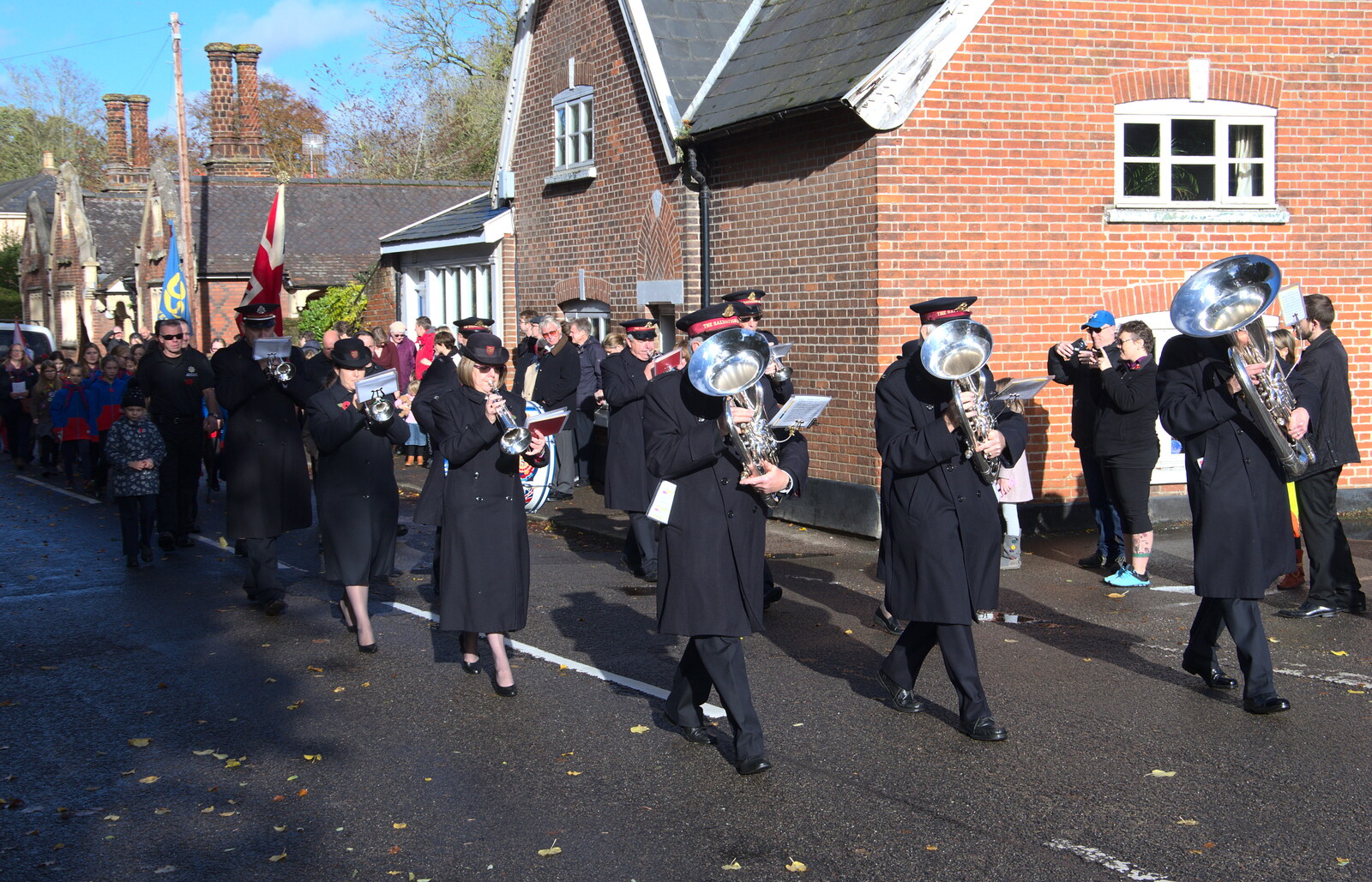 The Sally Army band head off from The Remembrance Sunday Parade, Eye, Suffolk - 11th November 2018