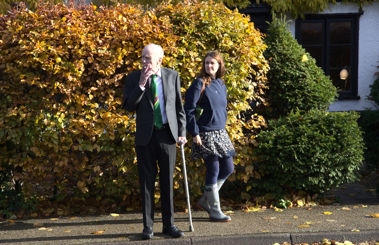 Grandad's got a fag on from The Remembrance Sunday Parade, Eye, Suffolk - 11th November 2018