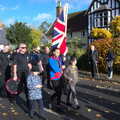 The march heads off up the road, The Remembrance Sunday Parade, Eye, Suffolk - 11th November 2018