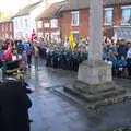 The parade is assembled around the war memorial, The Remembrance Sunday Parade, Eye, Suffolk - 11th November 2018