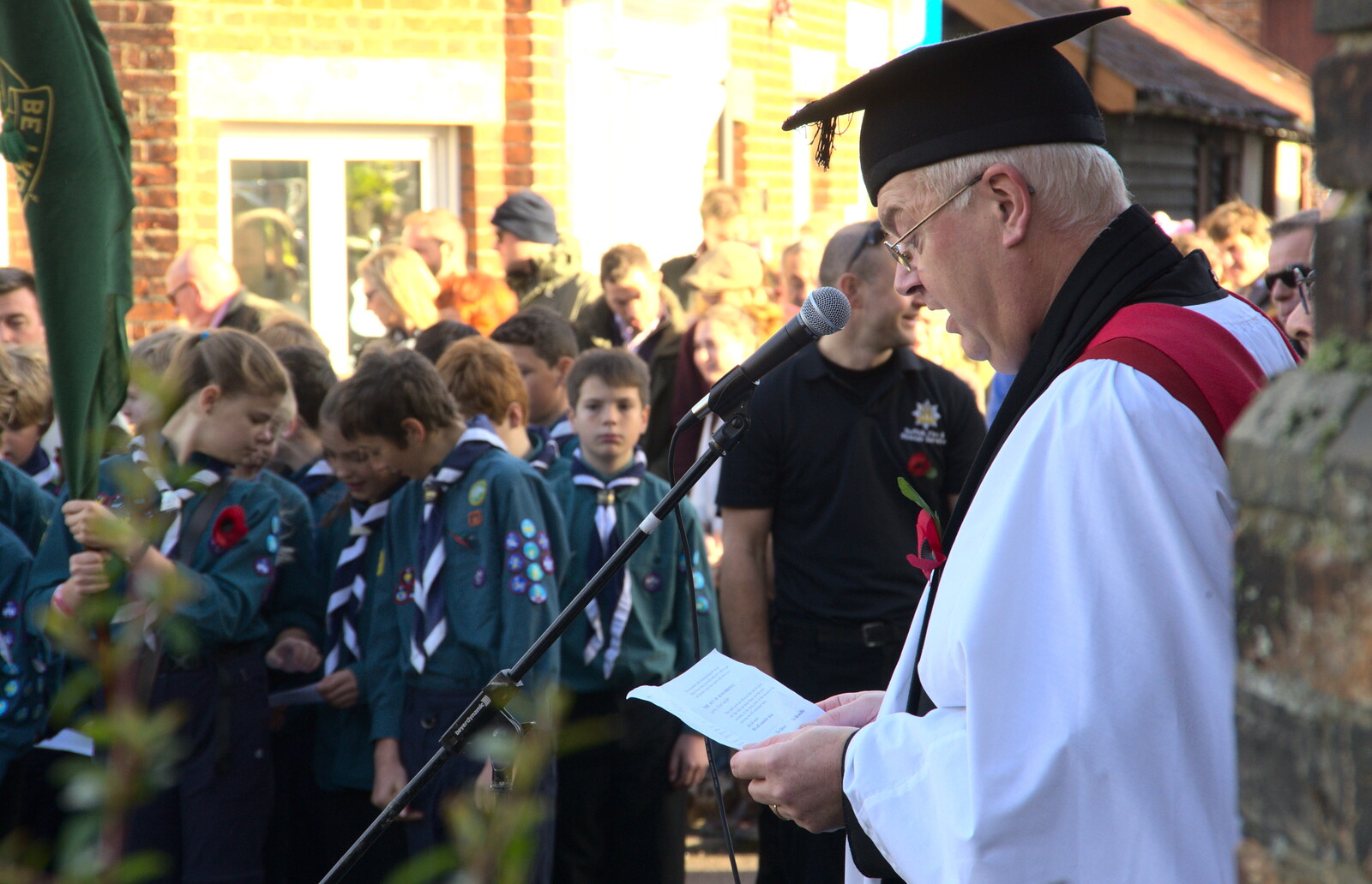 Some proctor or something does a speech from The Remembrance Sunday Parade, Eye, Suffolk - 11th November 2018