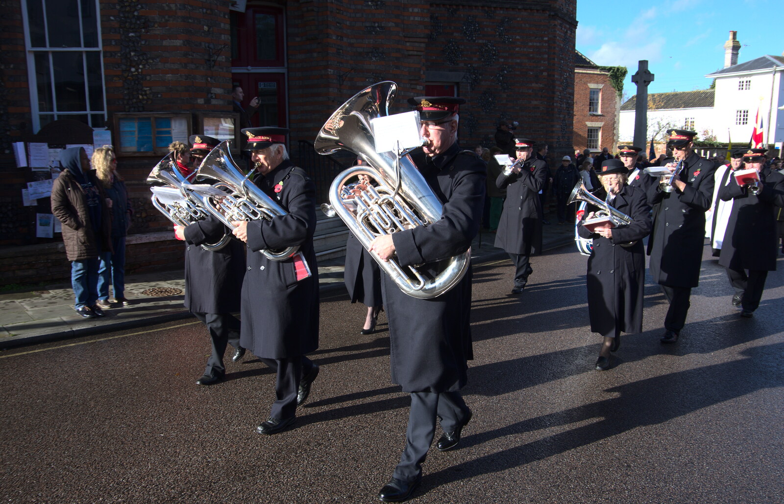Massed horns and basses from The Remembrance Sunday Parade, Eye, Suffolk - 11th November 2018