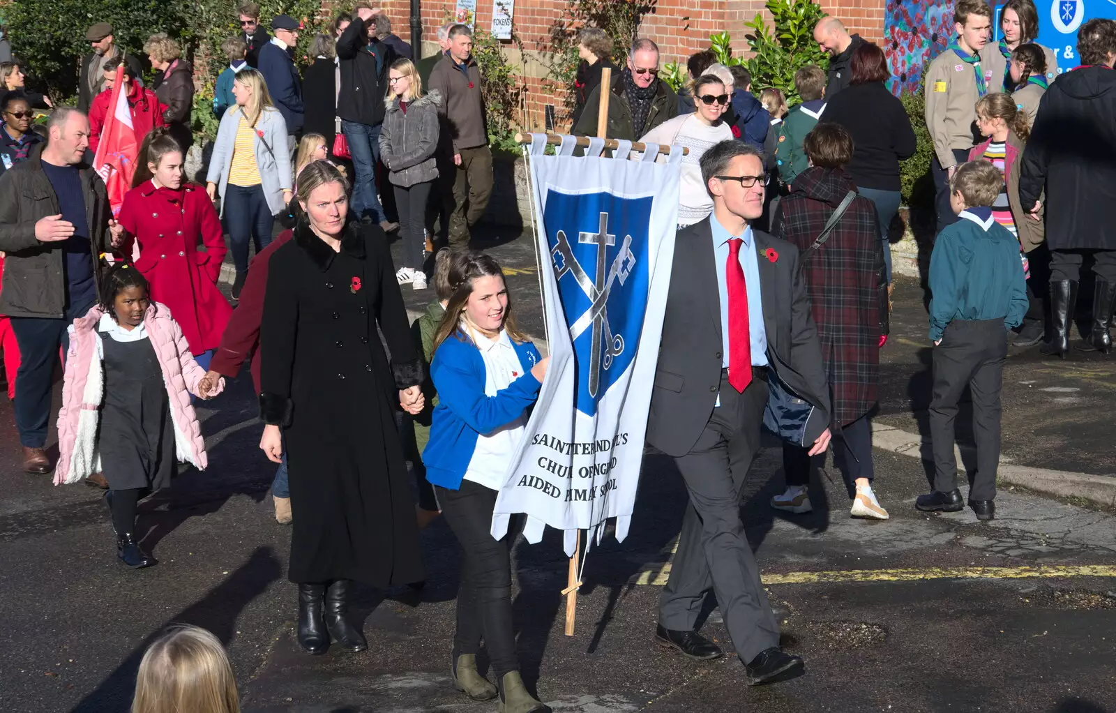 The local school is represented, from The Remembrance Sunday Parade, Eye, Suffolk - 11th November 2018