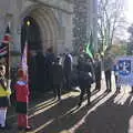 Flag bearers outside the church, The Remembrance Sunday Parade, Eye, Suffolk - 11th November 2018