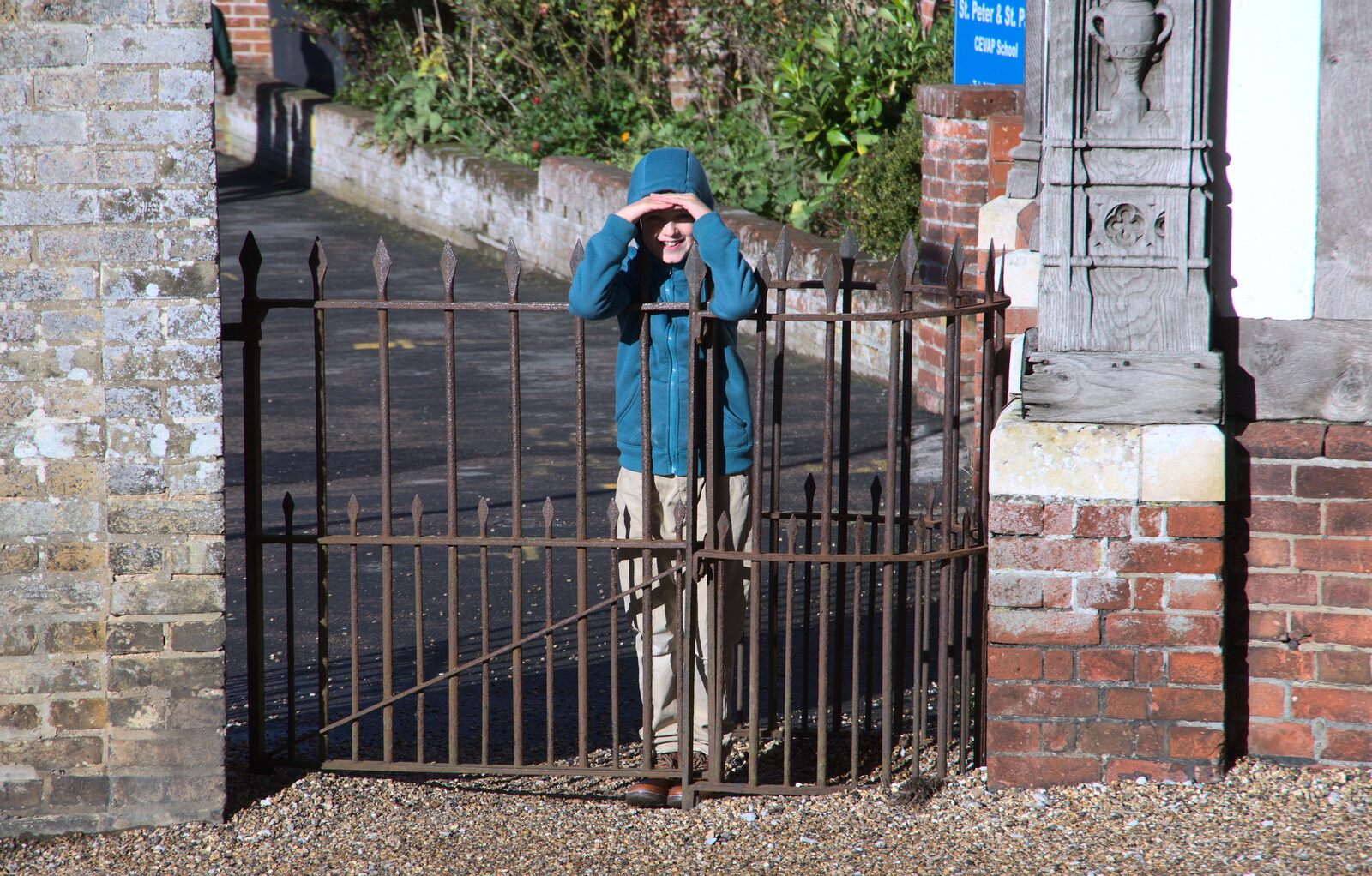 Fred looks over the gate from The Remembrance Sunday Parade, Eye, Suffolk - 11th November 2018