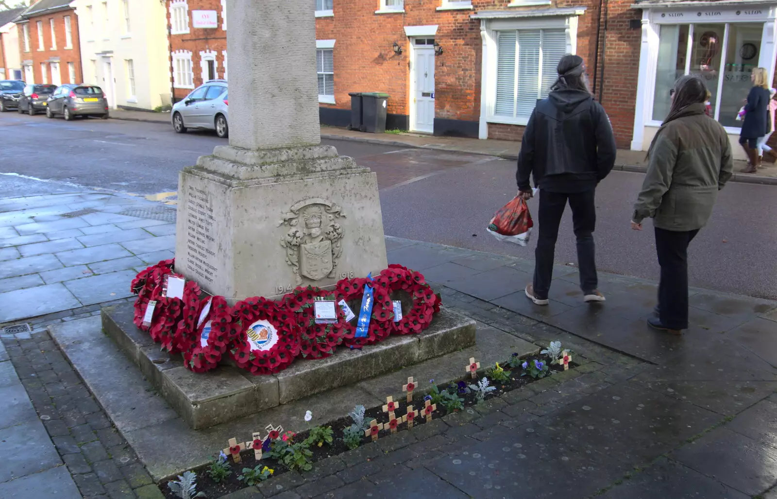 The war memorial, from The Remembrance Sunday Parade, Eye, Suffolk - 11th November 2018