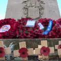 Wooden crosses and wreaths at the war memorial, The Remembrance Sunday Parade, Eye, Suffolk - 11th November 2018