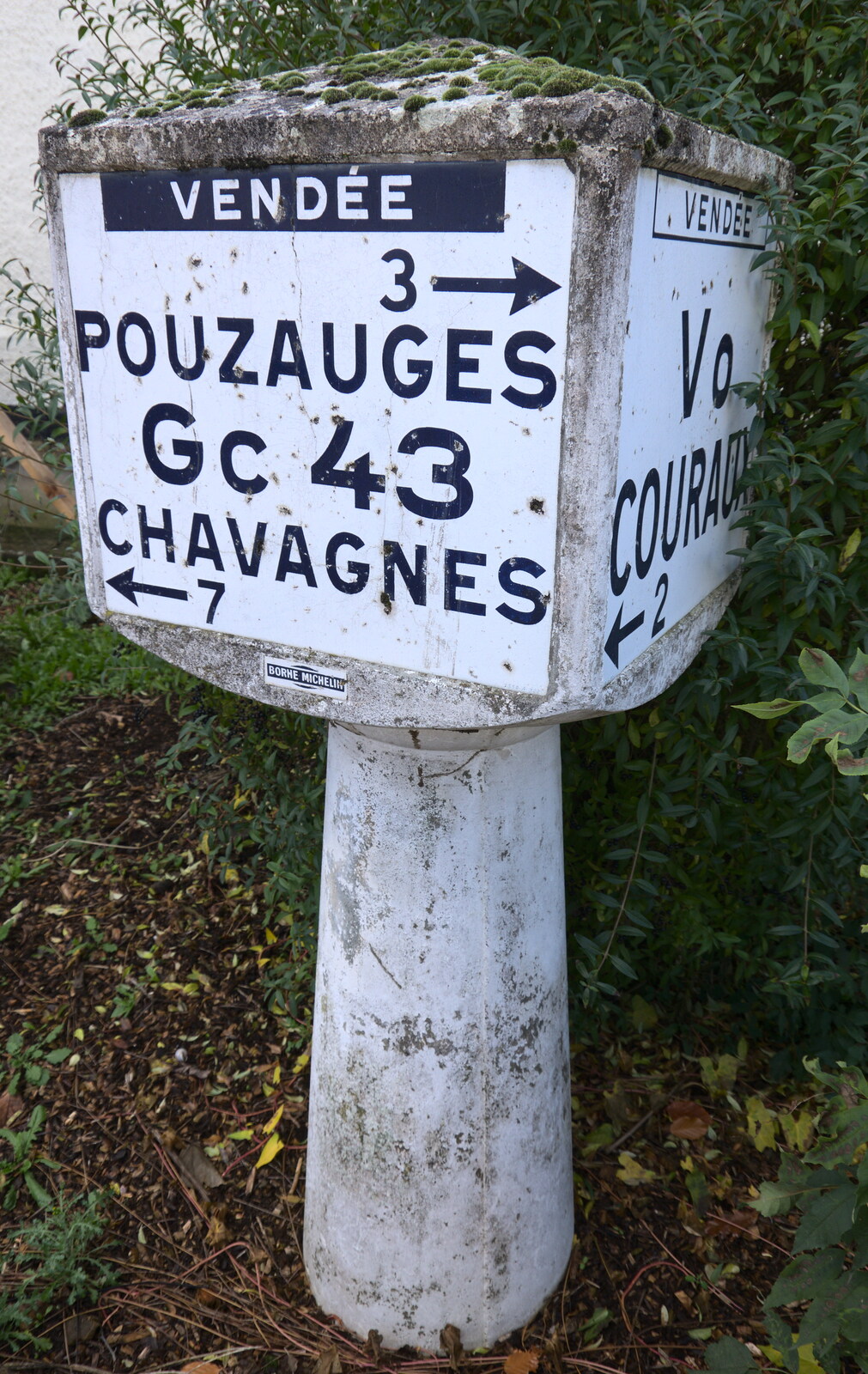 The French road sign from Pouzauges from The Remembrance Sunday Parade, Eye, Suffolk - 11th November 2018