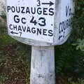 The French road sign from Pouzauges, The Remembrance Sunday Parade, Eye, Suffolk - 11th November 2018