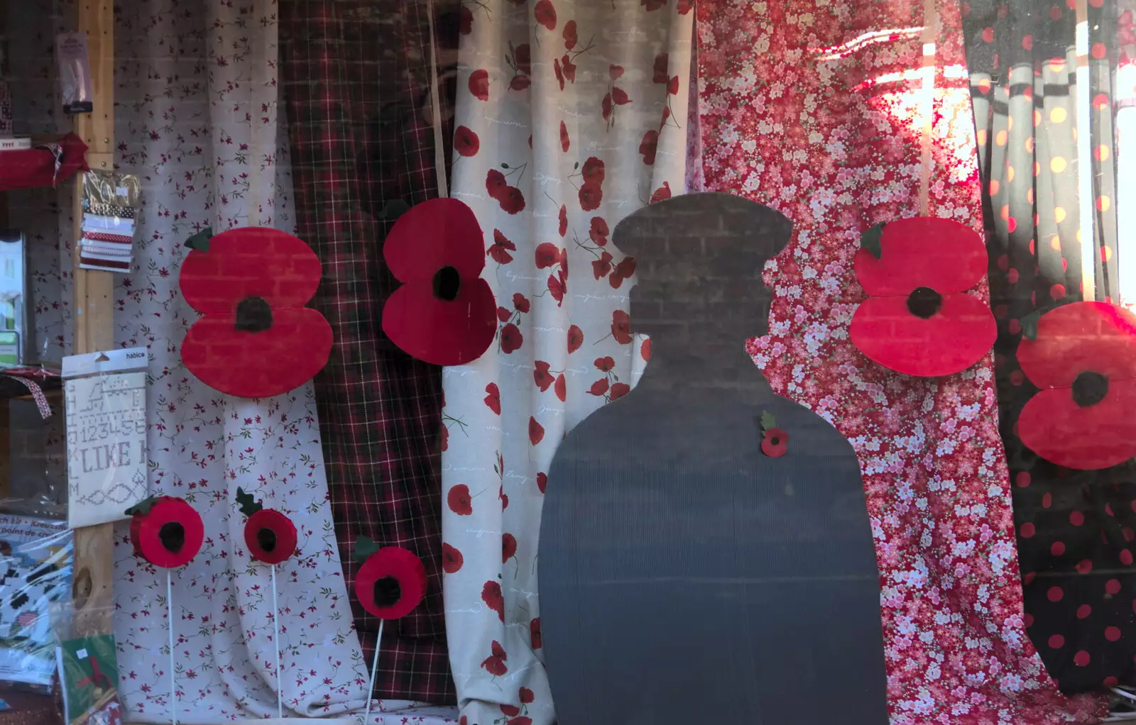 Another silhouette, in the fabric shop, from The Remembrance Sunday Parade, Eye, Suffolk - 11th November 2018