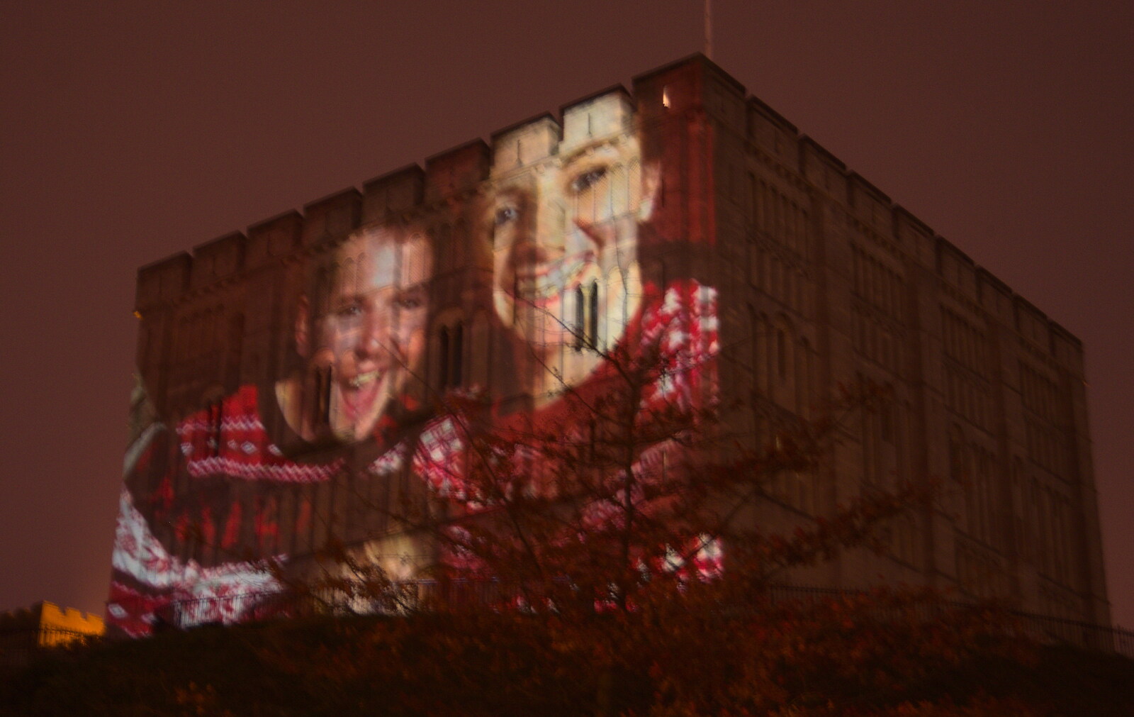 Faces on Norwich Castle from Norwich Lights and Isobel Sings, Norwich, Norfolk - 15th November 2018