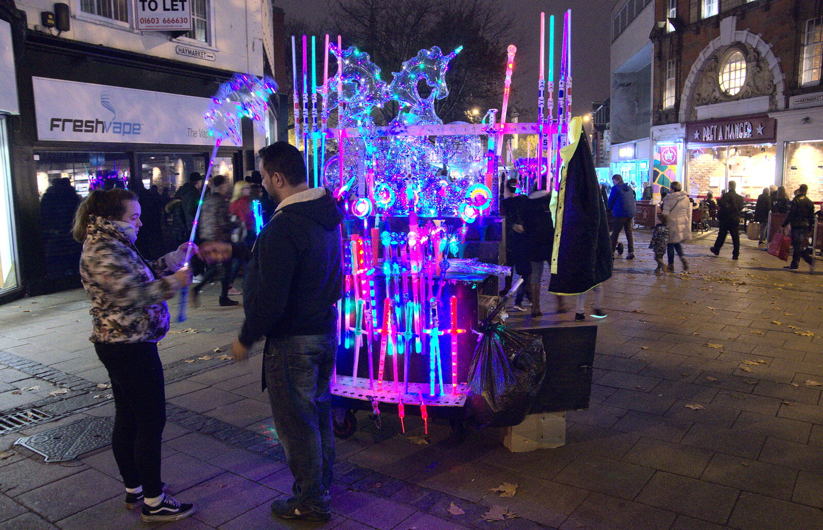 Illuminated tat sellers are out in force from Norwich Lights and Isobel Sings, Norwich, Norfolk - 15th November 2018