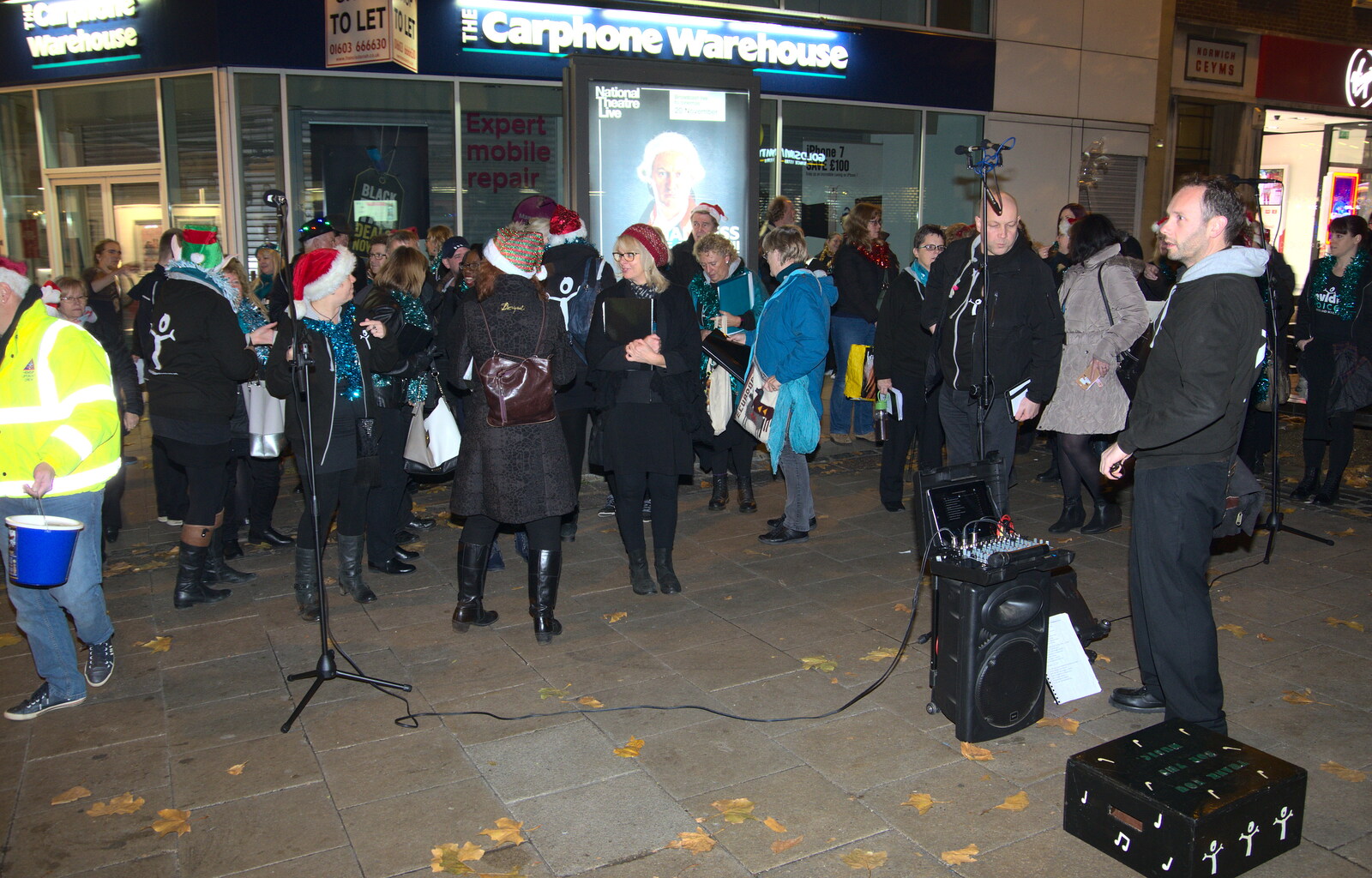 The choir assembles outside Carphone Warehouse from Norwich Lights and Isobel Sings, Norwich, Norfolk - 15th November 2018