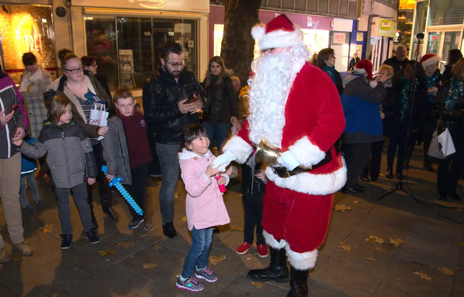 A Santa makes an appearance, from Norwich Lights and Isobel Sings, Norwich, Norfolk - 15th November 2018