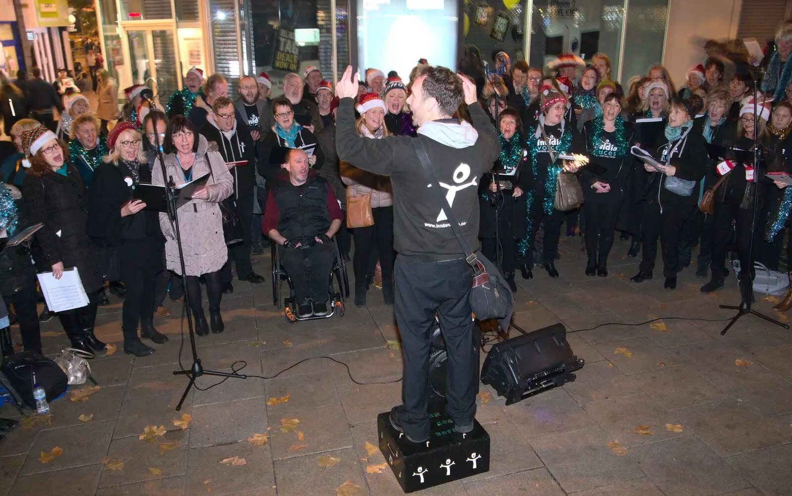 Conducting on a box, from Norwich Lights and Isobel Sings, Norwich, Norfolk - 15th November 2018