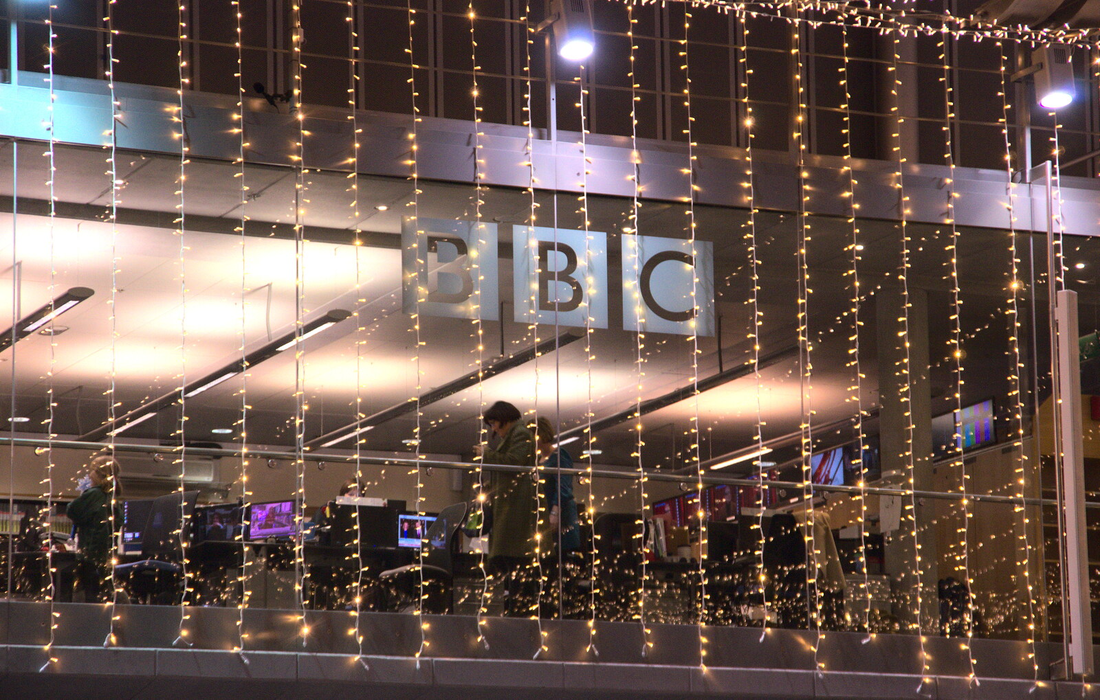 Sparkly lights on the BBC studio from Norwich Lights and Isobel Sings, Norwich, Norfolk - 15th November 2018