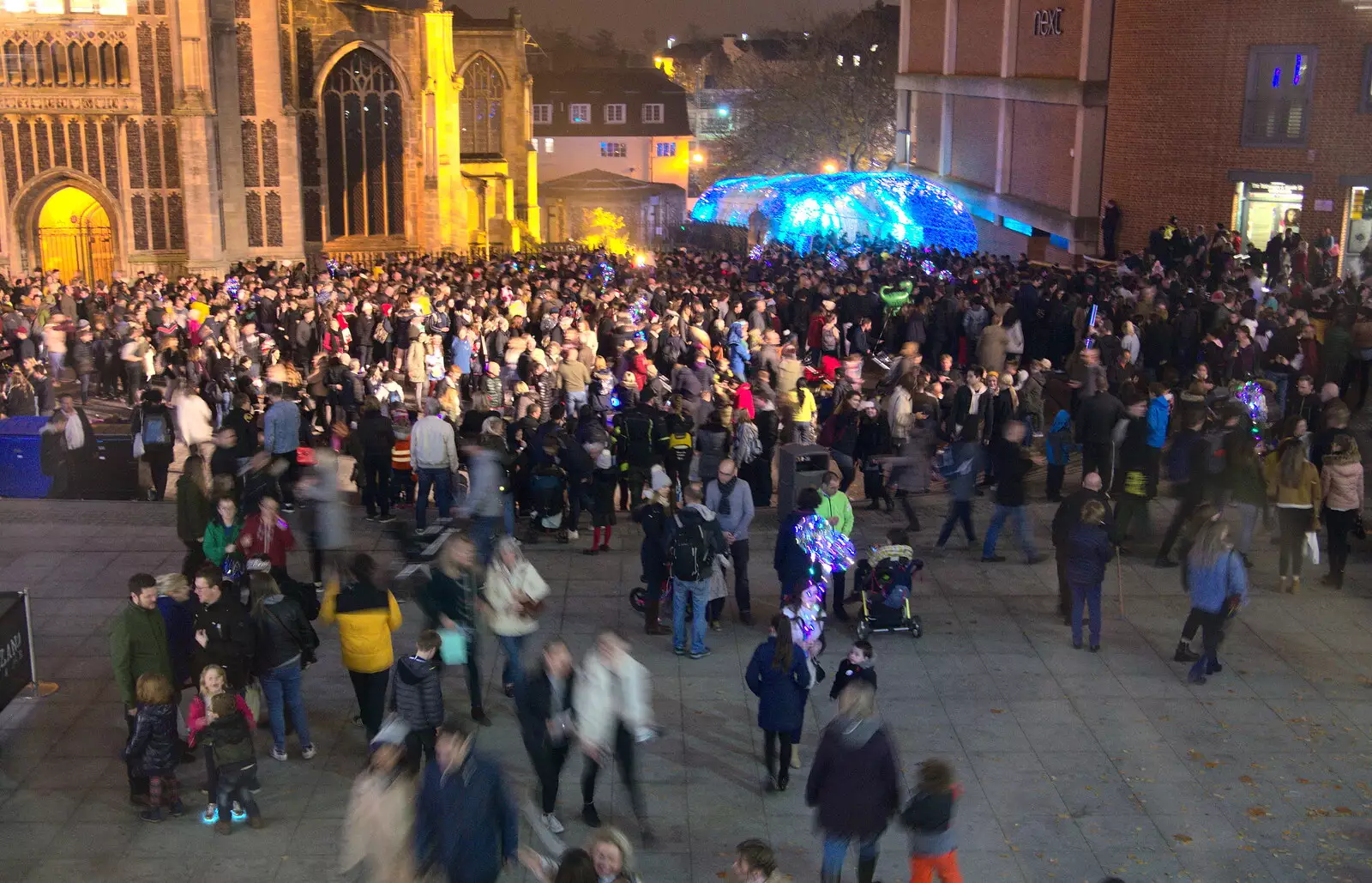 There's a big crowd outside the Forum, from Norwich Lights and Isobel Sings, Norwich, Norfolk - 15th November 2018