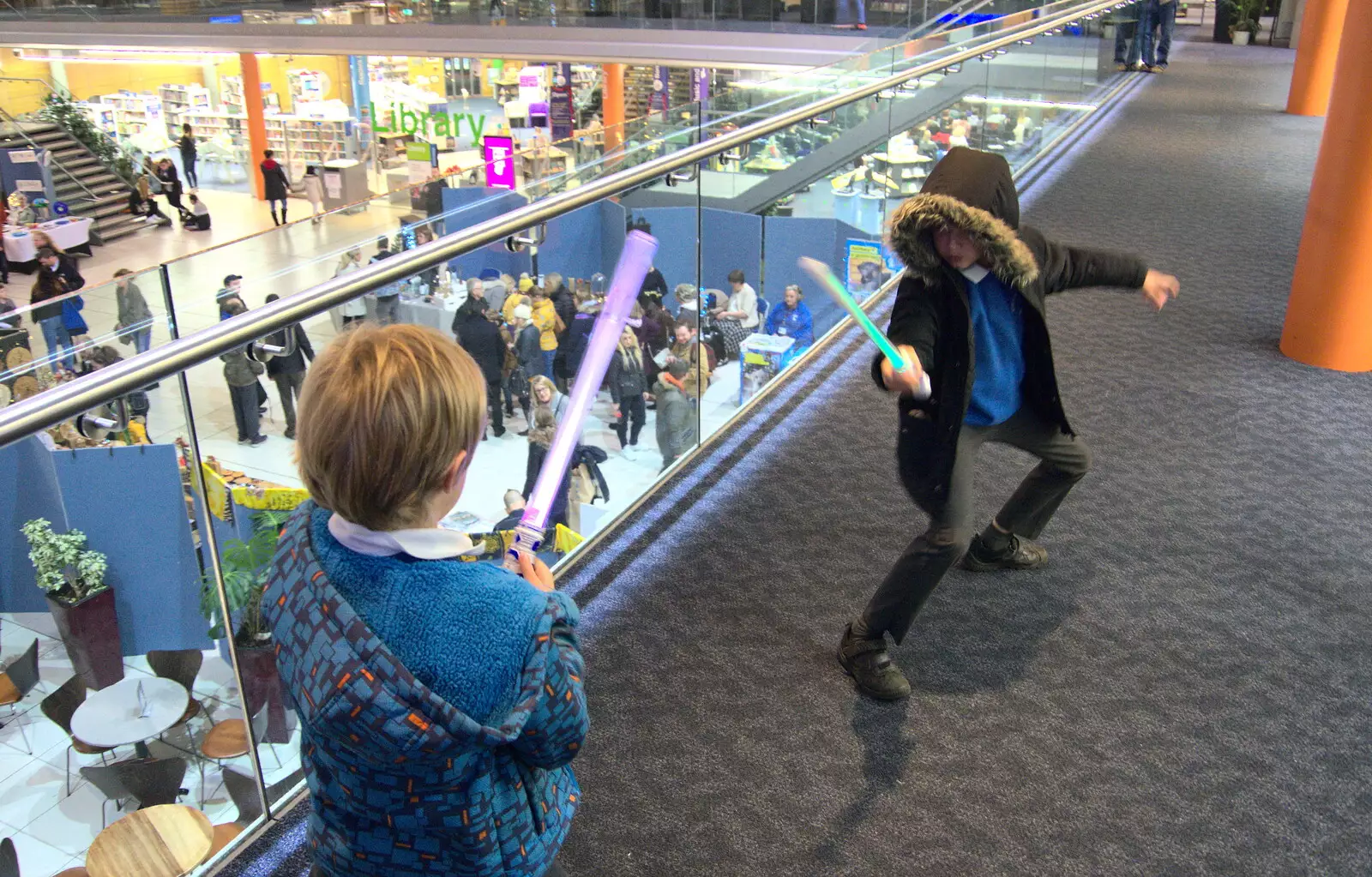 Harry and Fred do lightsabres, from Norwich Lights and Isobel Sings, Norwich, Norfolk - 15th November 2018