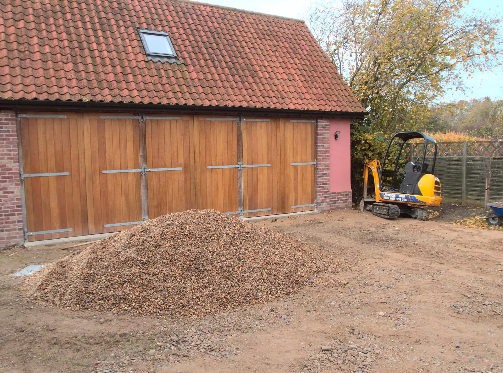 There's a few tons of gravel ready to spread out, from Suey Leaves Aspall, The Oaksmere, Brome, Suffolk - 16th November 2018