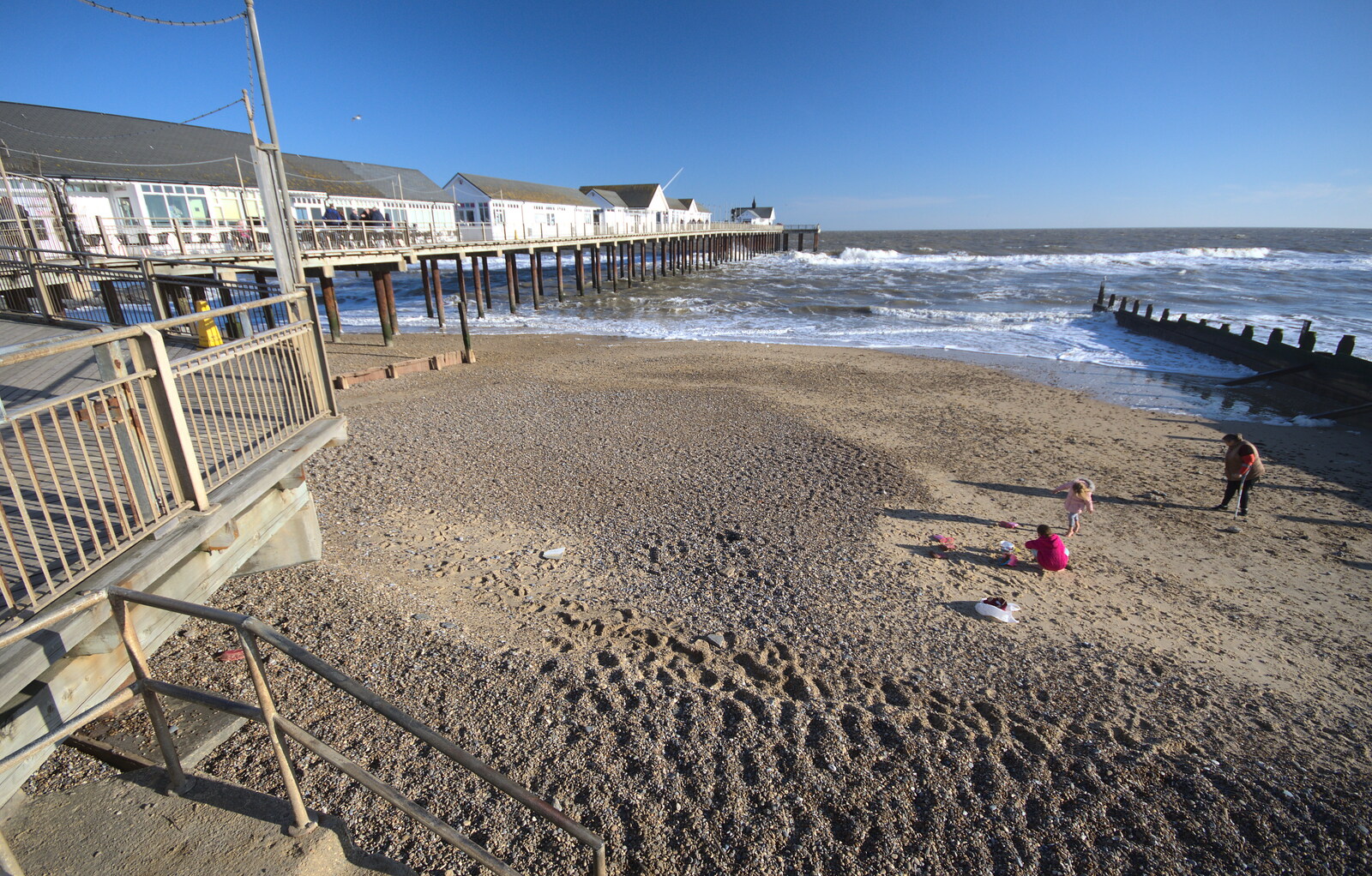 A wide-angled view of the beach from Sunset at the Beach, Southwold, Suffolk - 18th November 2018