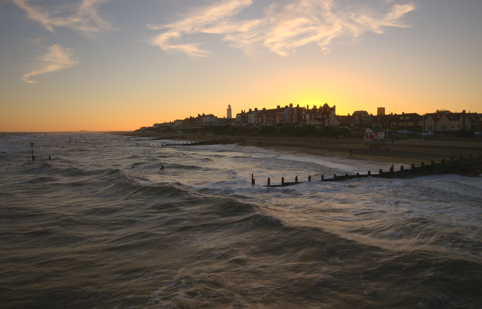 Southwold in the sunset from Sunset at the Beach, Southwold, Suffolk - 18th November 2018