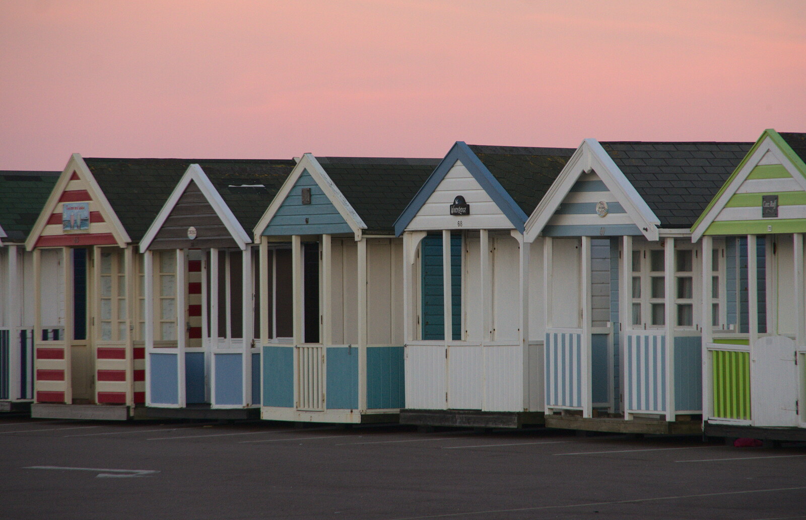 Sunset beach huts from Sunset at the Beach, Southwold, Suffolk - 18th November 2018