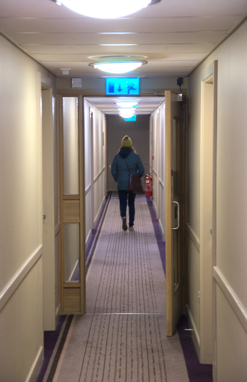 Isobel heads off down a hotel corridor from Thanksgiving in Highcliffe, Dorset - 23rd November 2018