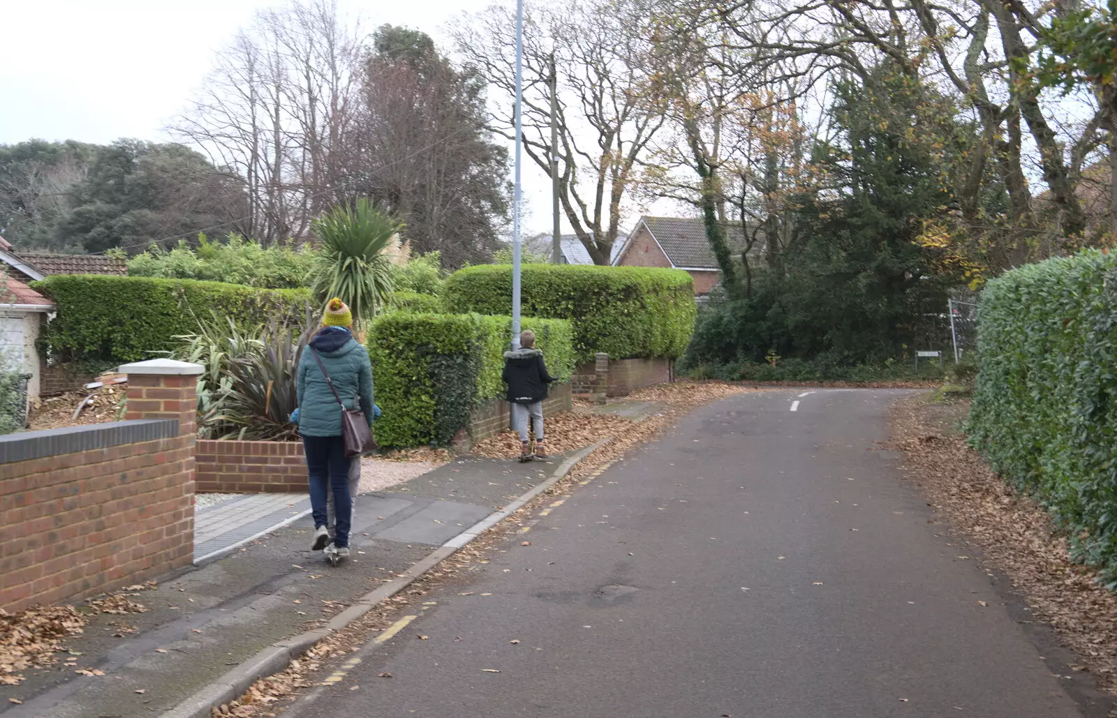 Isobel scoots on a pavement, from Thanksgiving in Highcliffe, Dorset - 23rd November 2018