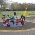 Harry and Fred on a roundabout, Thanksgiving in Highcliffe, Dorset - 23rd November 2018