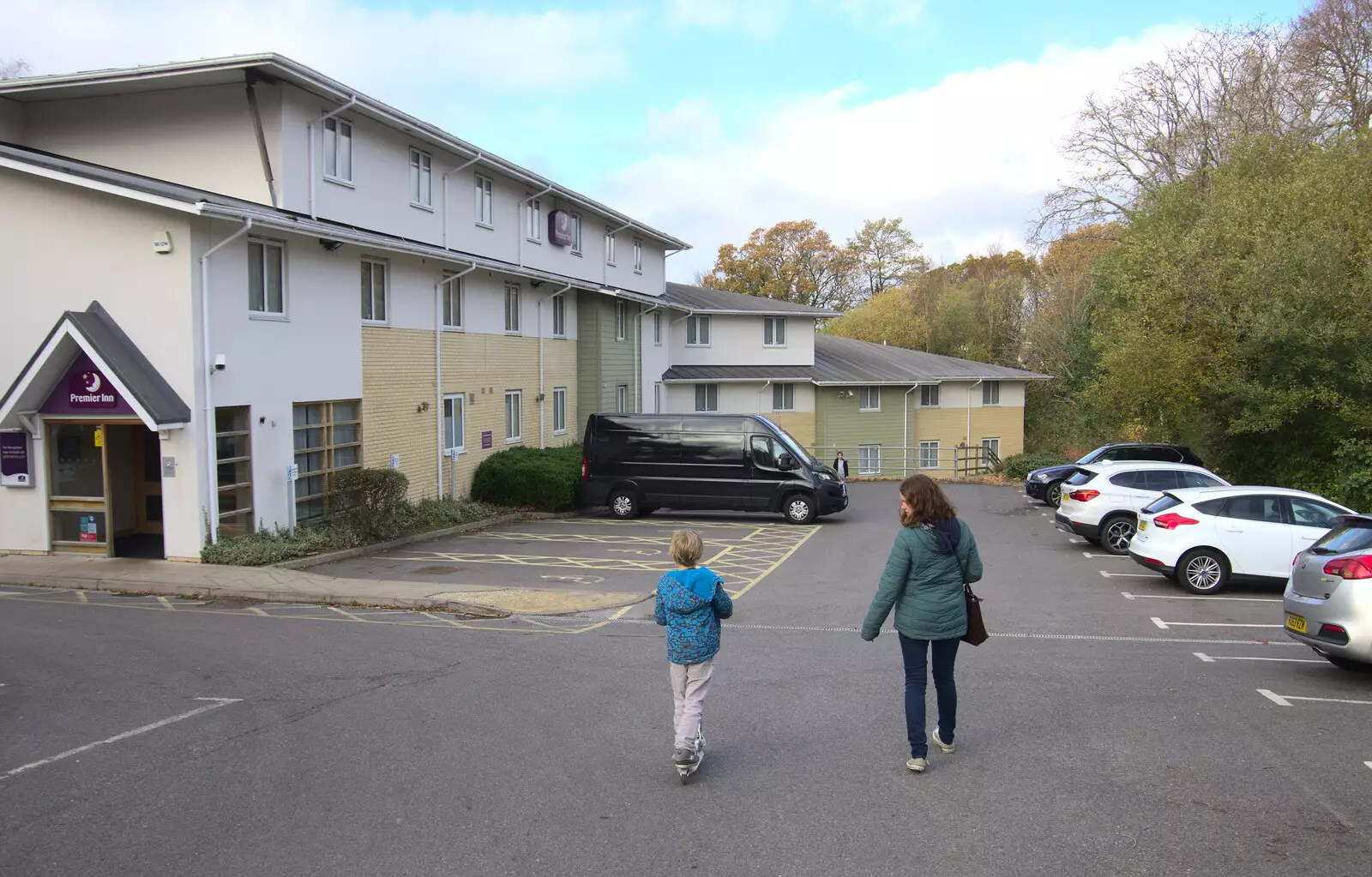 Back in the Premier Inn car park, from Thanksgiving in Highcliffe, Dorset - 23rd November 2018