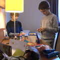 The boys do some Lego in the hotel room, Thanksgiving in Highcliffe, Dorset - 23rd November 2018