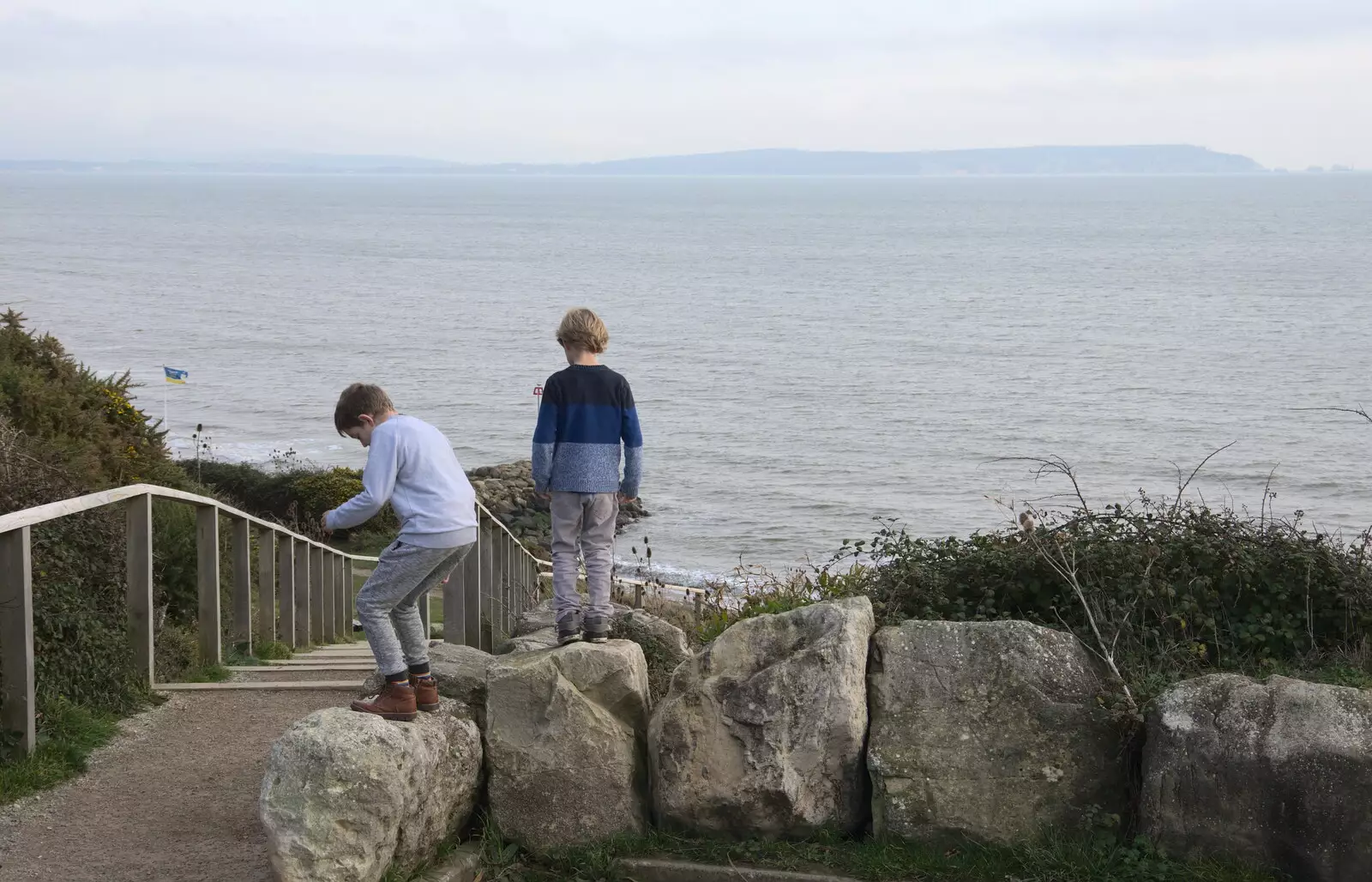 Fred on the rocks, from Thanksgiving in Highcliffe, Dorset - 23rd November 2018