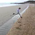 Fred leaps over a strip of water, Thanksgiving in Highcliffe, Dorset - 23rd November 2018