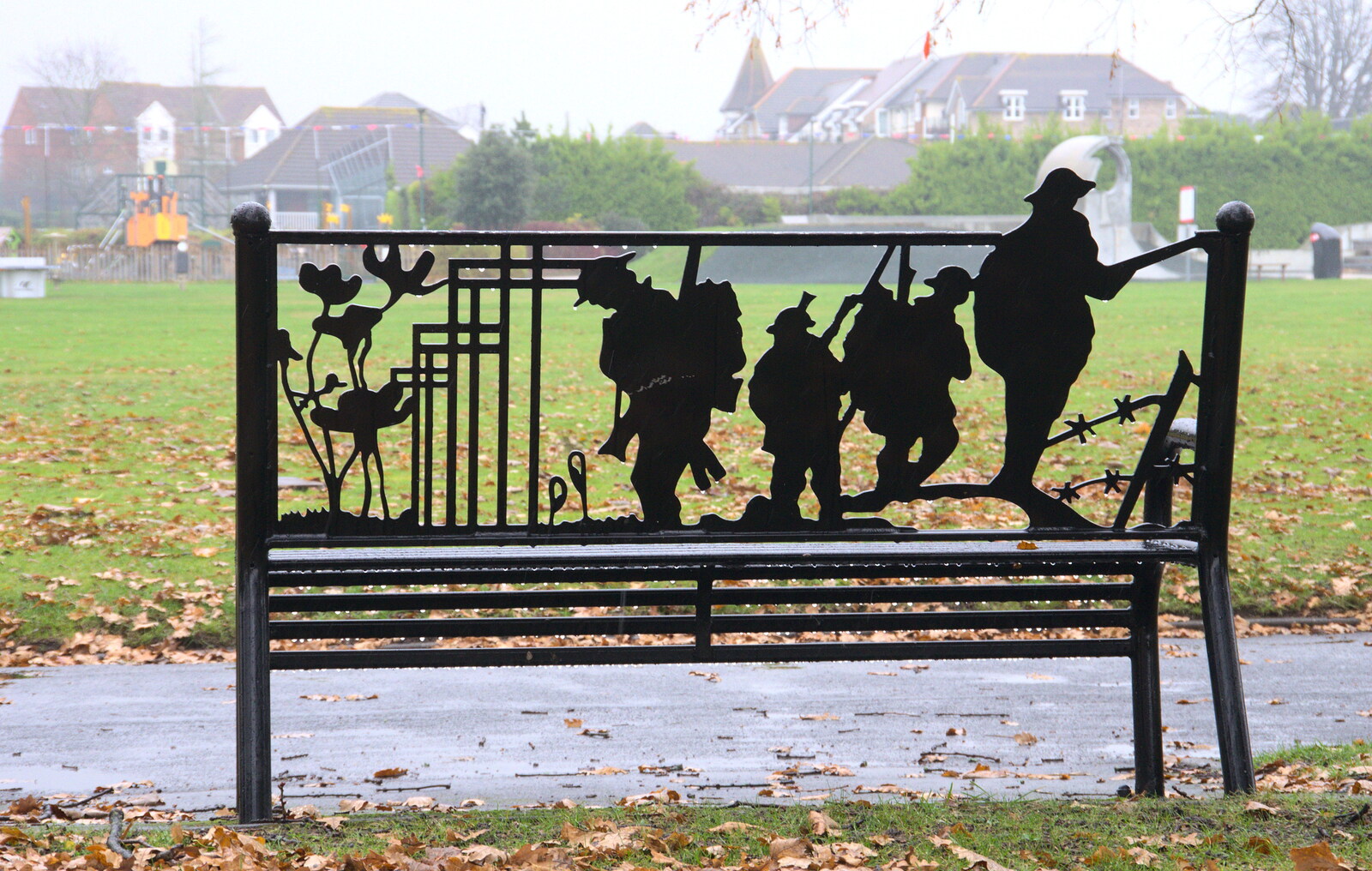 There's a World War One memorial bench on the Rec from A Christmas Market, New Milton, Hampshire - 24th November 2018