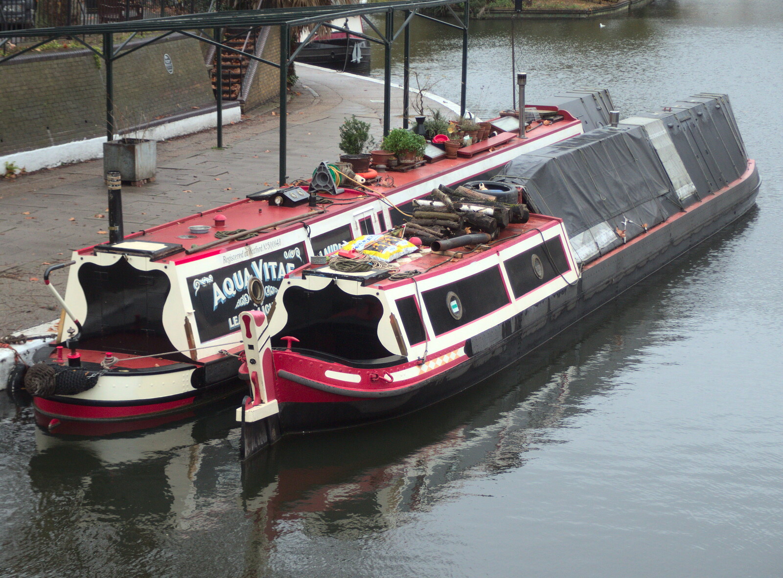 A couple of canal long boats from Little Venice and the BSCC Christmas Dinner, London and Norfolk - 1st December 2018