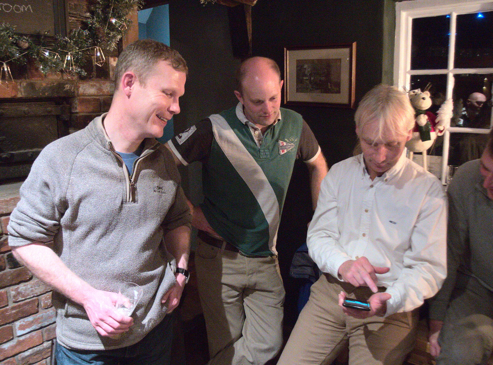 Jimmy checks his phone from A Pub Crawl and Christmas Lights, Thornham, Cotton, Bacton and Eye, Suffolk - 7th December 2018