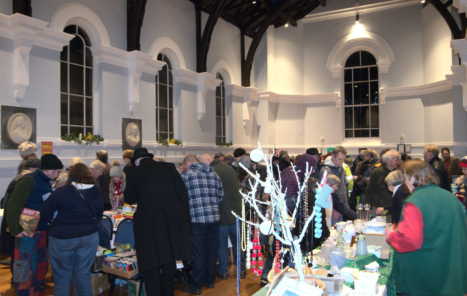 There's a craft market in the town hall from A Pub Crawl and Christmas Lights, Thornham, Cotton, Bacton and Eye, Suffolk - 7th December 2018