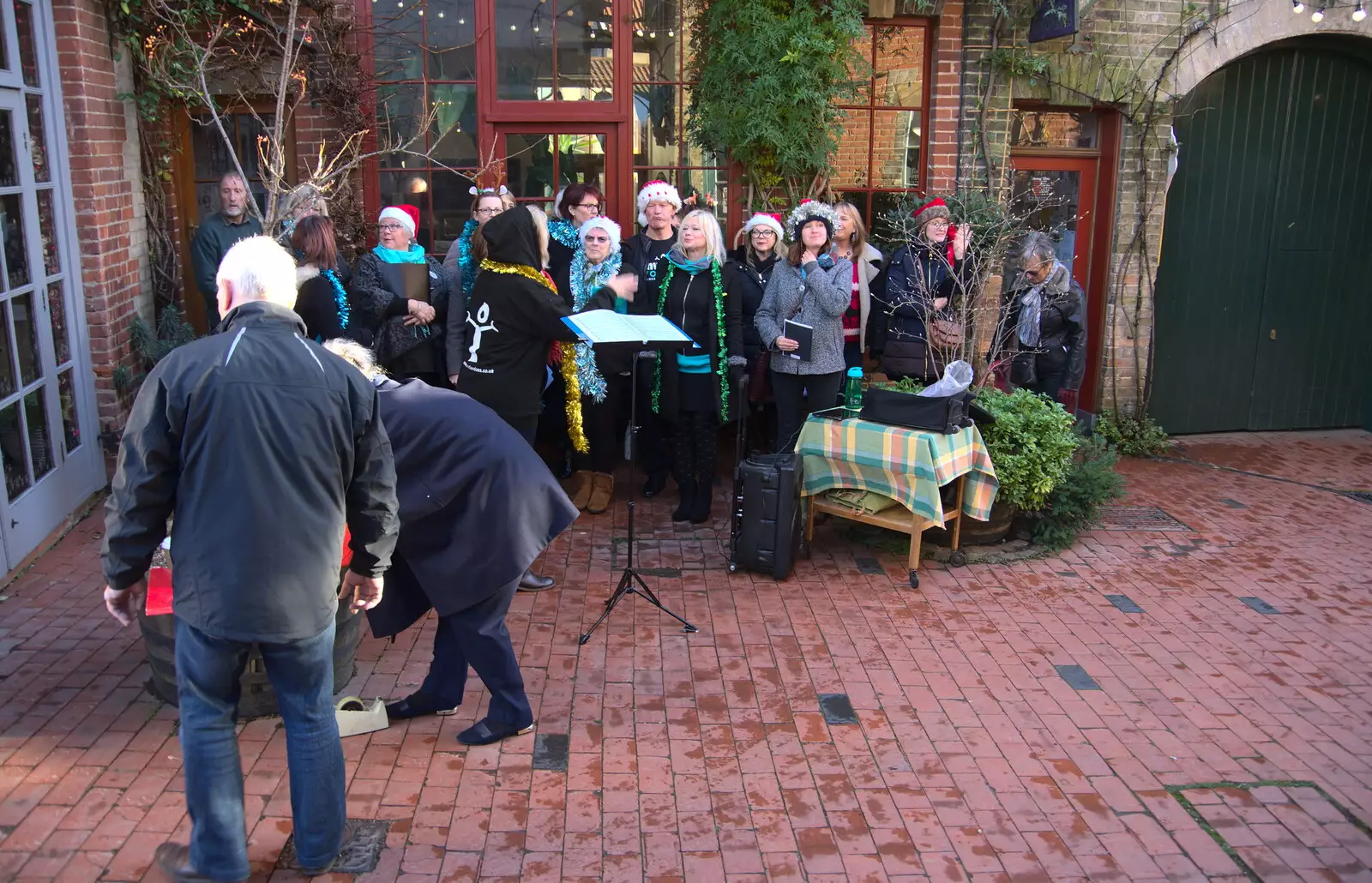 Isobel's got a tinsel hat on, from The St. Nicholas Street Fayre, Diss, Norfolk - 9th December 2018